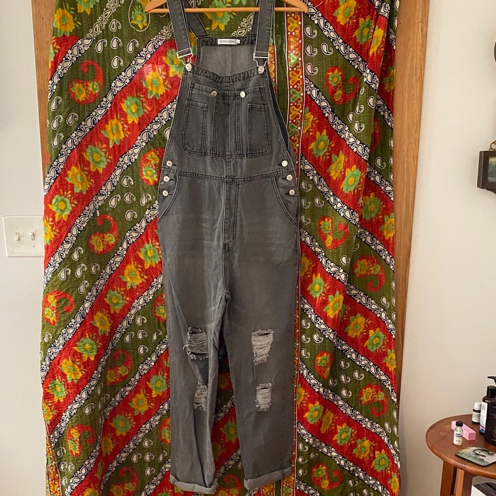 MISSLOOK Gray Distressed Women Jeans Overalls